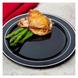 GlimmerWare Plate 10 IN Black Silver 120/Case