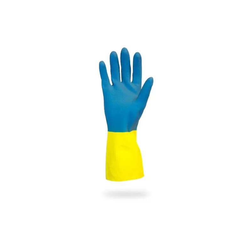 Safety Zone® Gloves Medium (MED) 12 IN Blue Yellow 22MIL Neoprene Latex Flock Lined 12 Count/Box 10 Box/Case