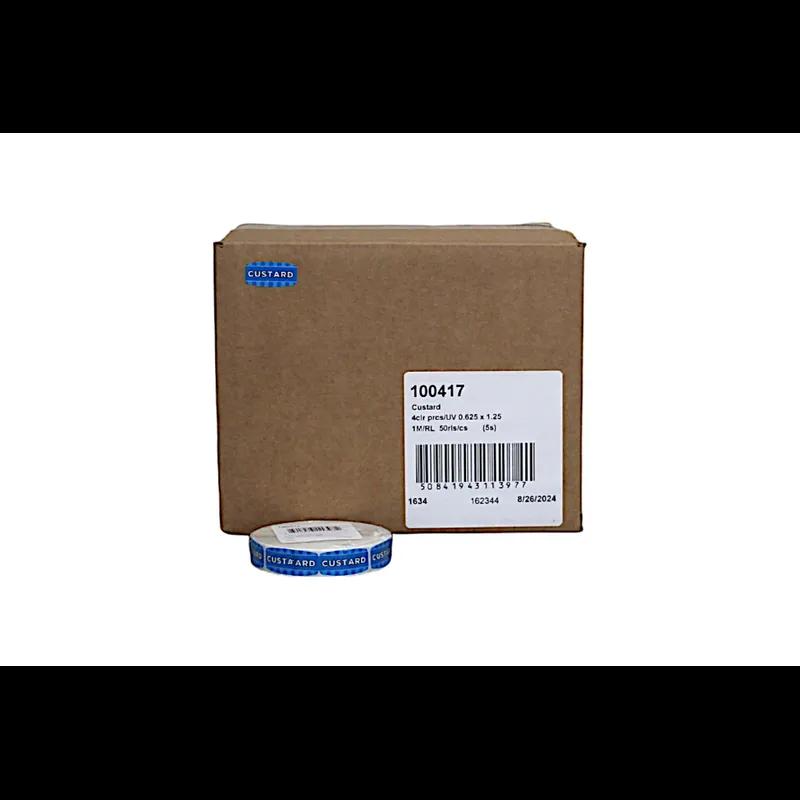 Custard Bakery Flavor Label 0.625X1.25 IN Blue Oval 4 Color Process UV 1000 Count/Roll 50 Rolls/Case 50000 Count/Case