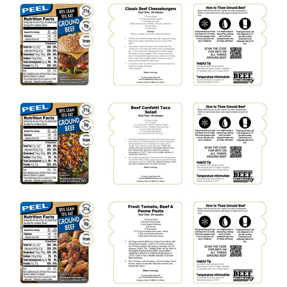 Ground Beef 85/15 Easy Fresh Cooking Label 1000/Roll