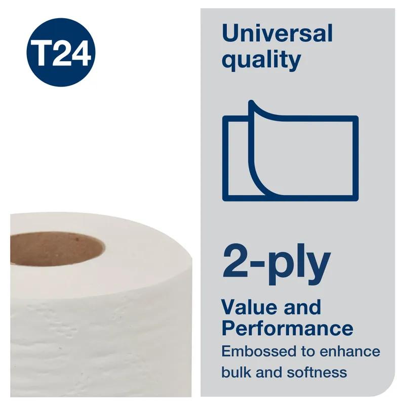 Tork Toilet Paper & Tissue Roll T24 3.5X3.96 IN 145.83 FT 2PLY White Standard Universal Embossed 500 Sheets/Roll 96 Rolls/Case