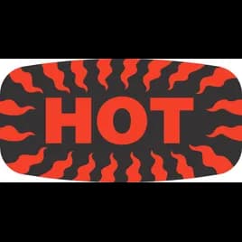 Hot Label Black Fluorescent Red Short Oval Dayglo 1000 Count/Roll 50 Rolls/Case 50000 Count/Case