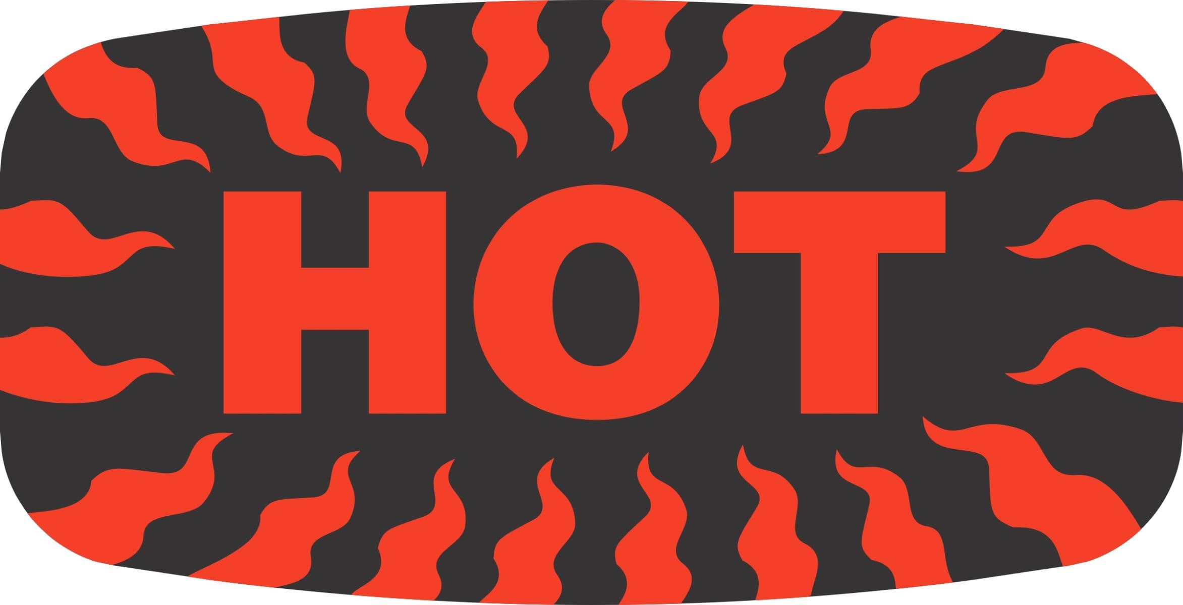 Hot Label Black Fluorescent Red Short Oval Dayglo 1000 Count/Roll 50 Rolls/Case 50000 Count/Case