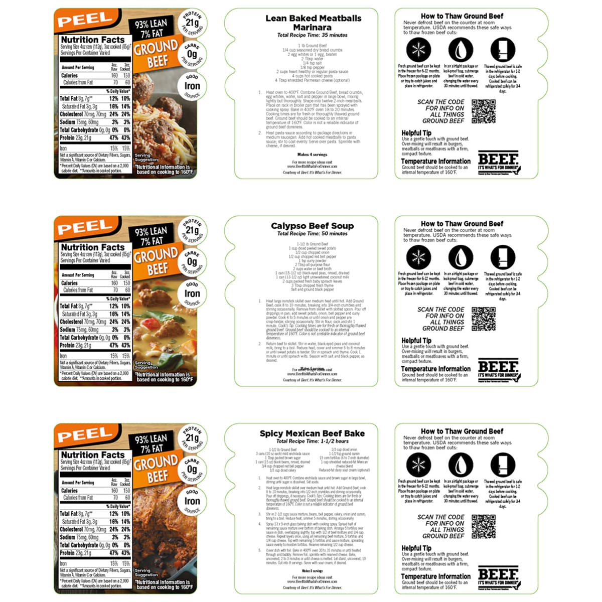 Ground Beef 93/7 Easy Fresh Cooking Label 1000/Roll