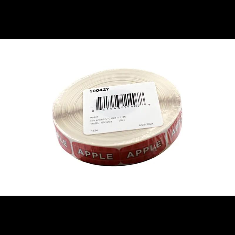 Apple Label 0.625X1.25 IN Red Oval 1000/Roll