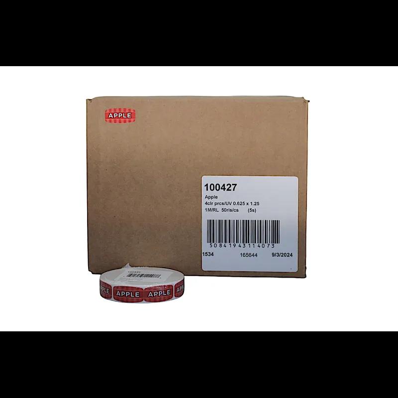 Apple Label 0.625X1.25 IN Red Oval 1000/Roll