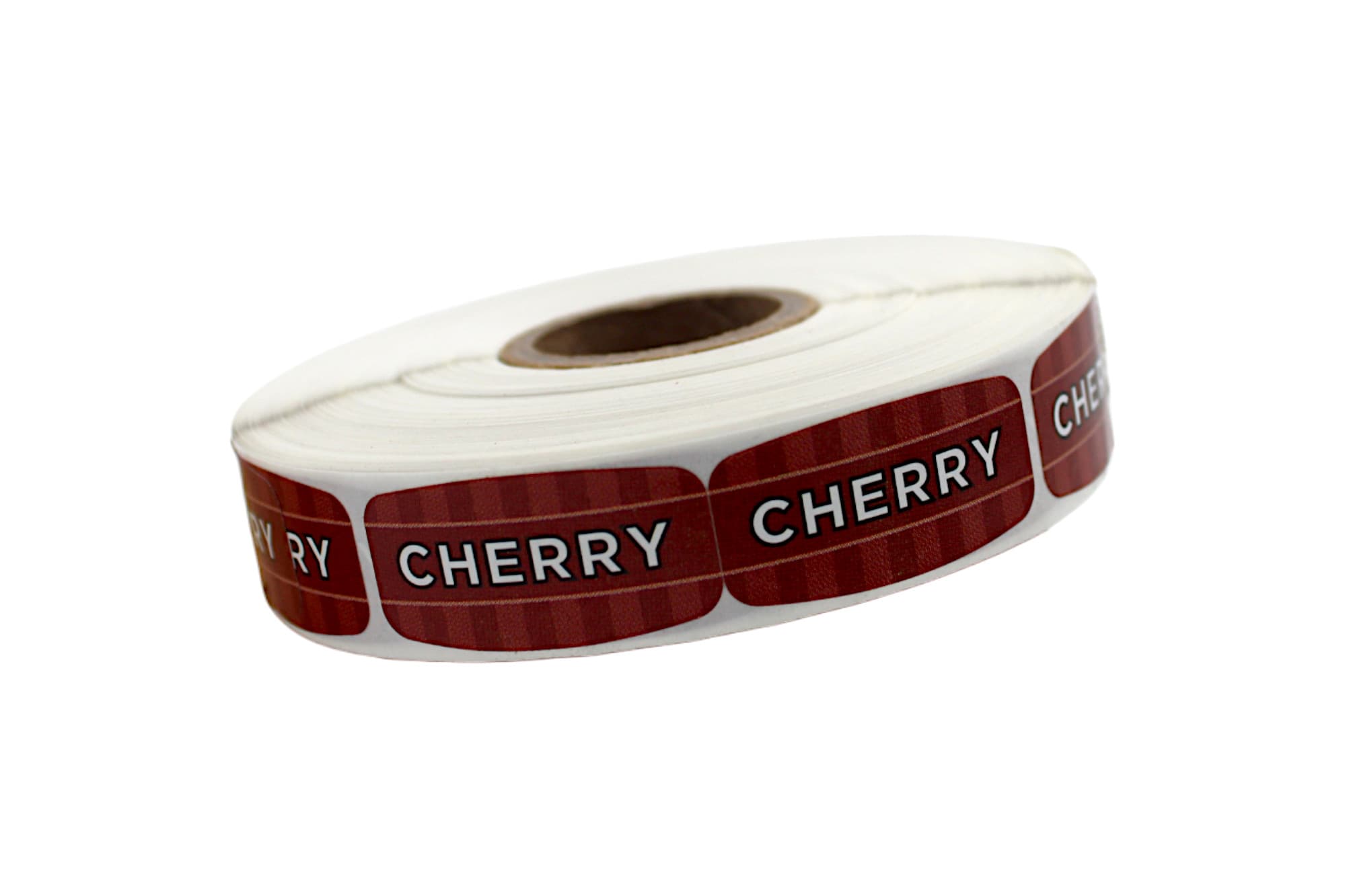 Cherry Bakery Flavor Label 0.625X1.25 IN Red Oval 4 Color Process UV 1000 Count/Roll 50 Rolls/Case 50000 Count/Case