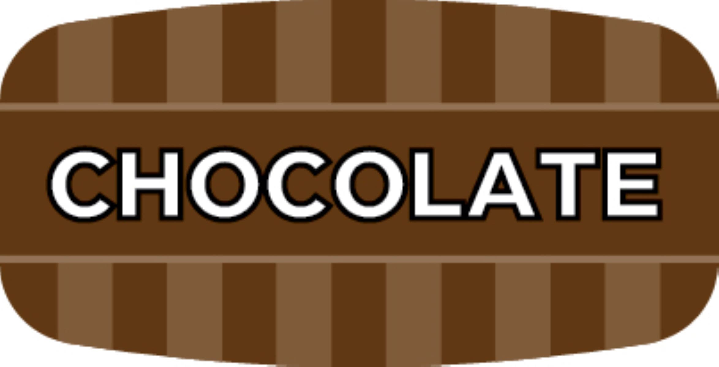 Chocolate Bakery Flavor Label 0.625X1.25 IN Brown Oval 4 Color Process UV 1000 Count/Roll 50 Rolls/Case 50000 Count/Case