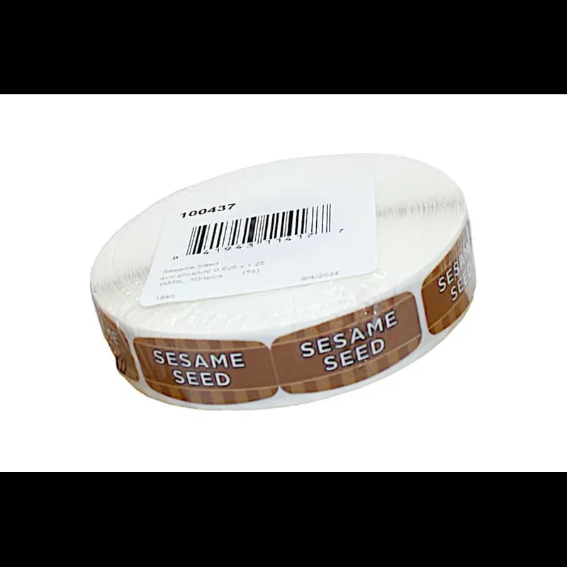Sesame Seed Bakery Flavor Label 0.625X1.25 IN 4 Color Process UV 1000 Count/Roll 50 Rolls/Case 50000 Count/Case