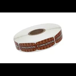 Cinnamon Bakery Flavor Label 0.625X1.25 IN Brown Oval 4 Color Process UV 1000 Count/Roll 50 Rolls/Case 50000 Count/Case