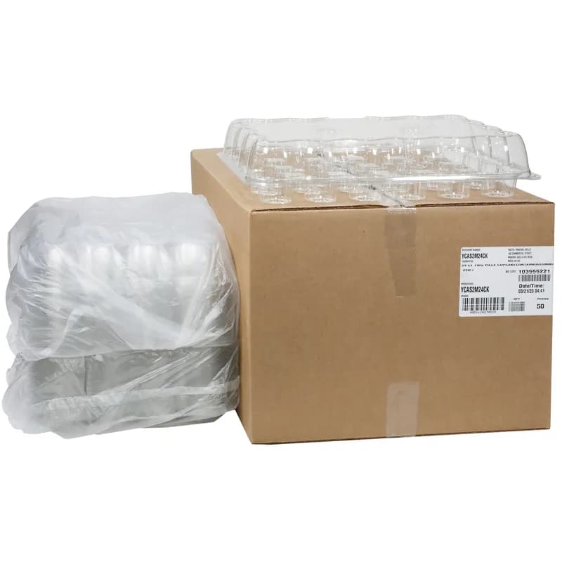 Cupcake Container & Lid Combo With Dome Lid 9.725X6.875 IN 24 Compartment PET Clear Rectangle 50/Case