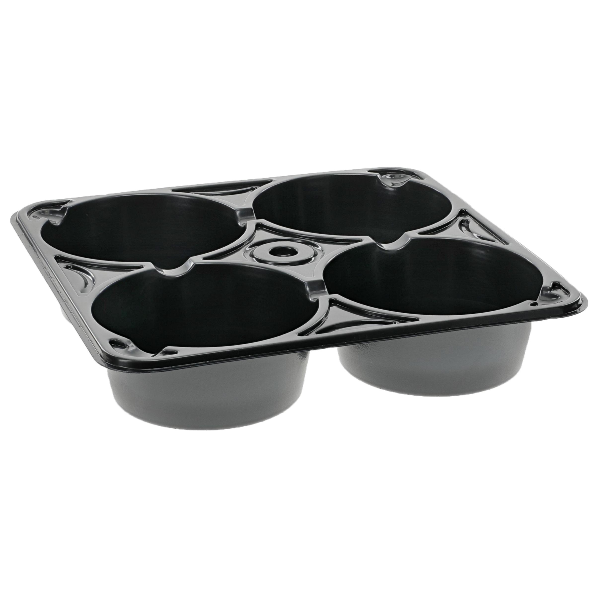 Muffin Tray 7.75X7.75X1.5 IN 4 Compartment CPET Black Oven Safe 240/Case