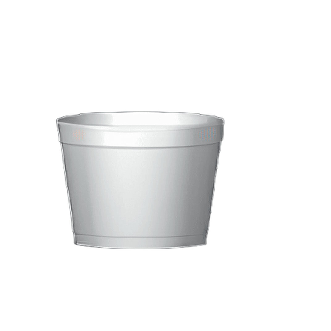 Food Container Base 12 OZ Polystyrene Foam White Round Squat 500/Case