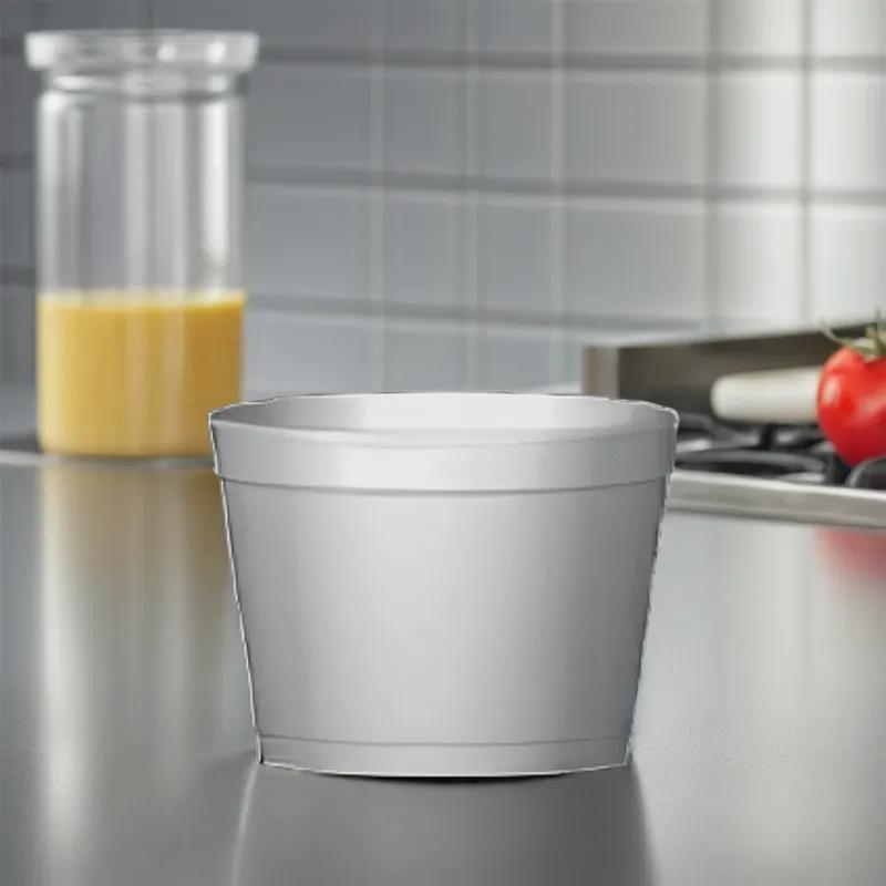 Food Container Base 12 OZ Polystyrene Foam White Round Squat 500/Case
