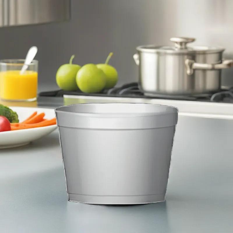 Food Container Base 12 OZ Polystyrene Foam White Round Squat 500/Case