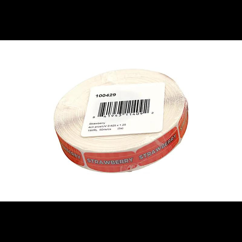 Strawberry Label 0.625X1.25 IN Red Oval 1000/Roll