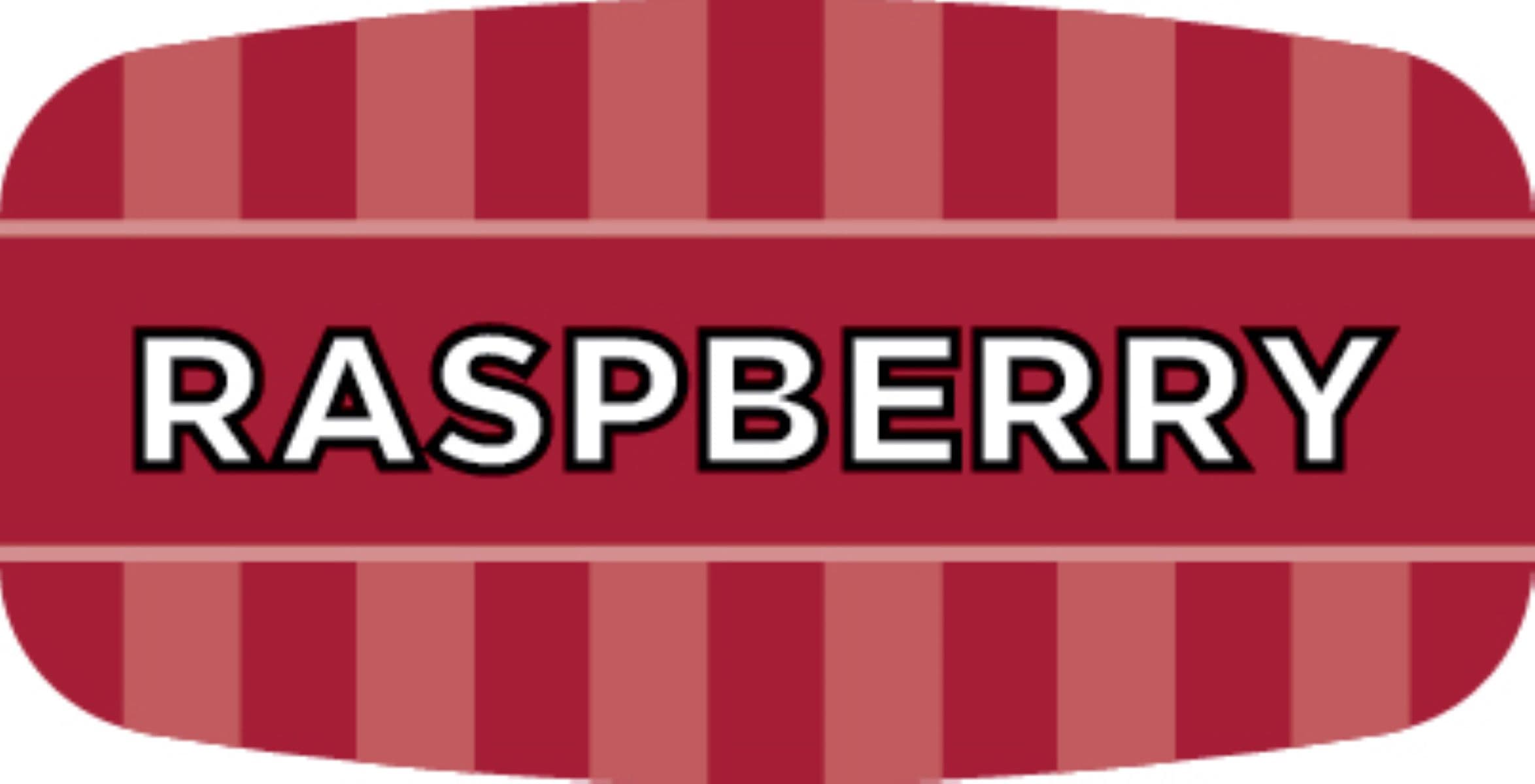 Raspberry Bakery Flavor Label 0.625X1.25 IN Oval 4 Color Process UV 1000 Count/Roll 50 Rolls/Case 50000 Count/Case