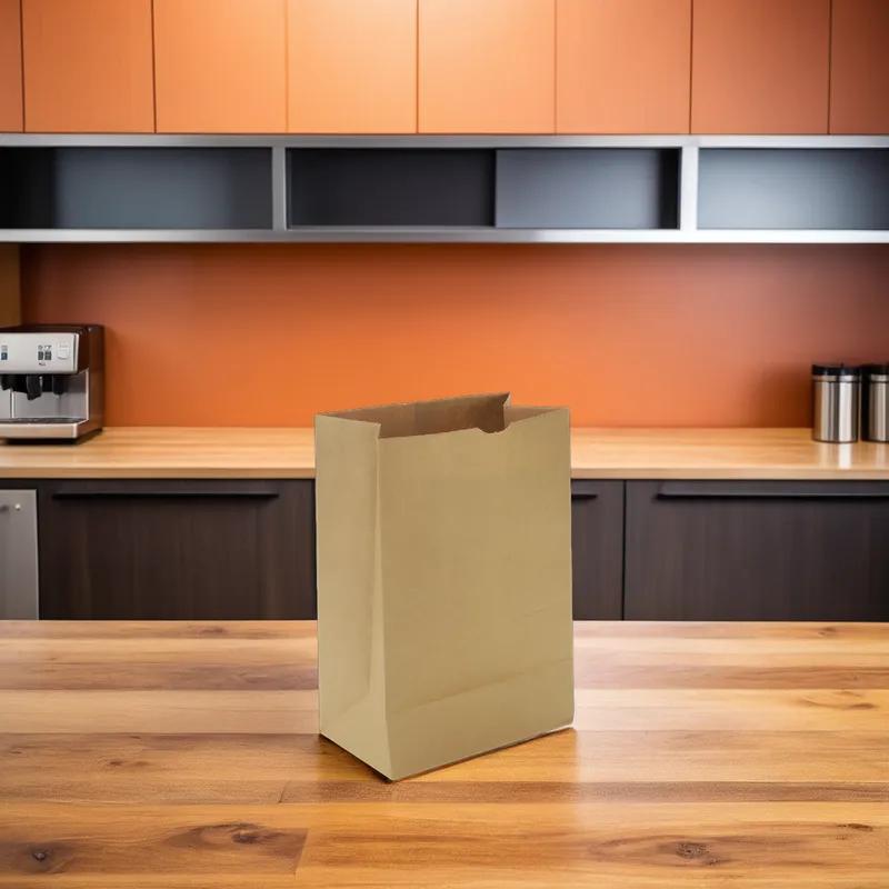 Grocery Bag 7.0625X4.5X13.375 IN Paper 40# Kraft Flat Bottom 500/Bale