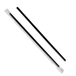 Jumbo Straw 0.197X9 IN Plastic Black Cello Wrapped Diagonal Cut 2000/Case