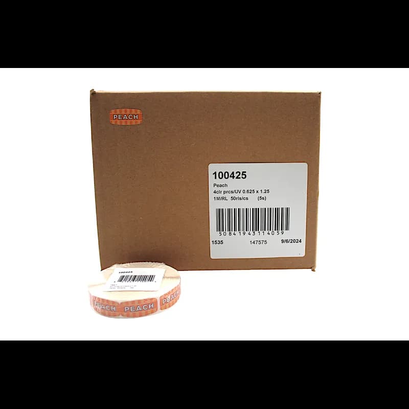 Peach Bakery Flavor Label 0.625X1.25 IN Oval 4 Color Process UV 1000 Count/Roll 50 Rolls/Case 50000 Count/Case