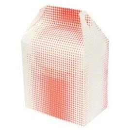 Lunch Take-Out Box Barn 8X5X8 IN Paper White Red Rectangle 125/Case