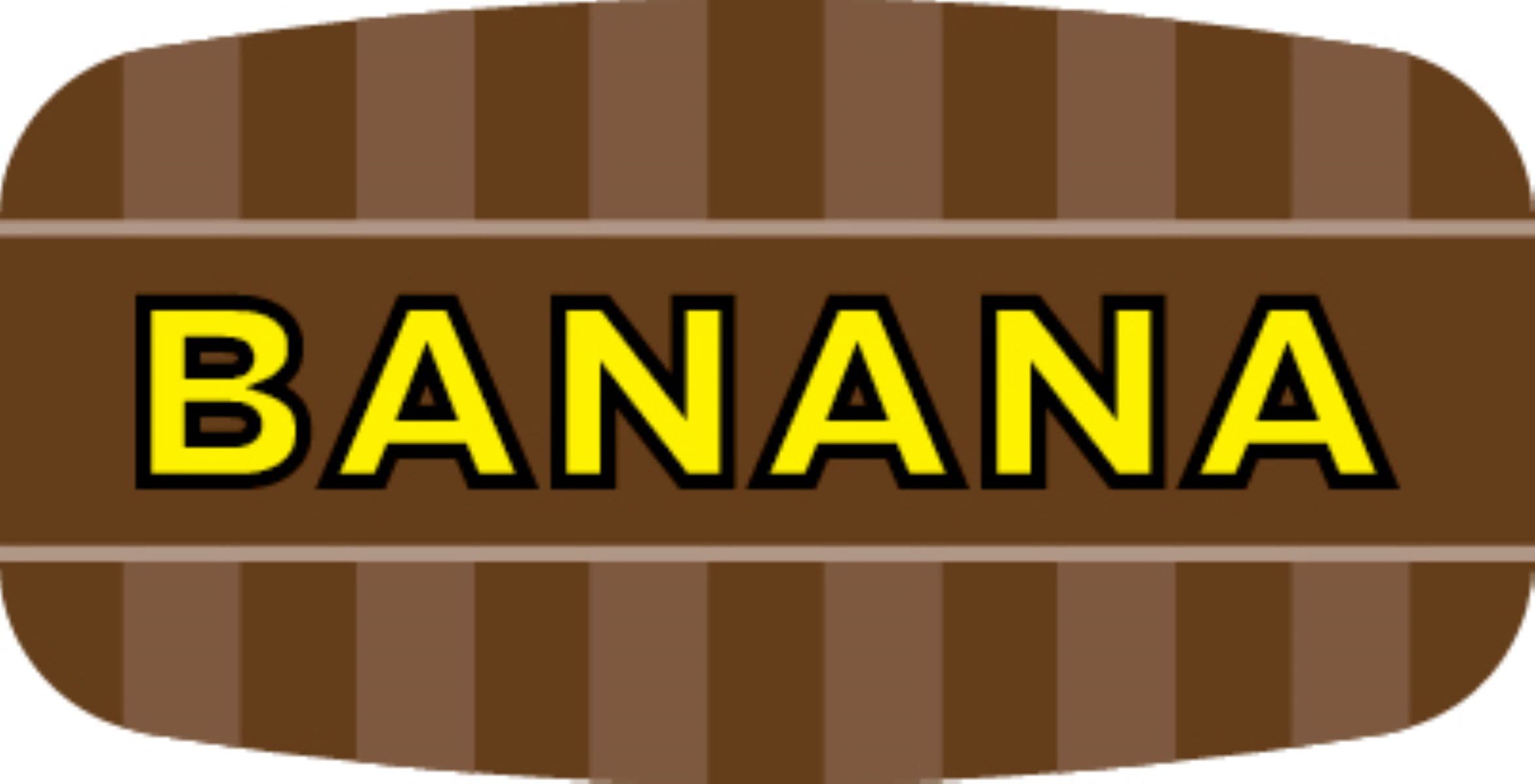 Banana Bakery Flavor Label 0.625X1.25 IN Oval 4 Color Process UV 1000 Count/Roll 50 Rolls/Case 50000 Count/Case