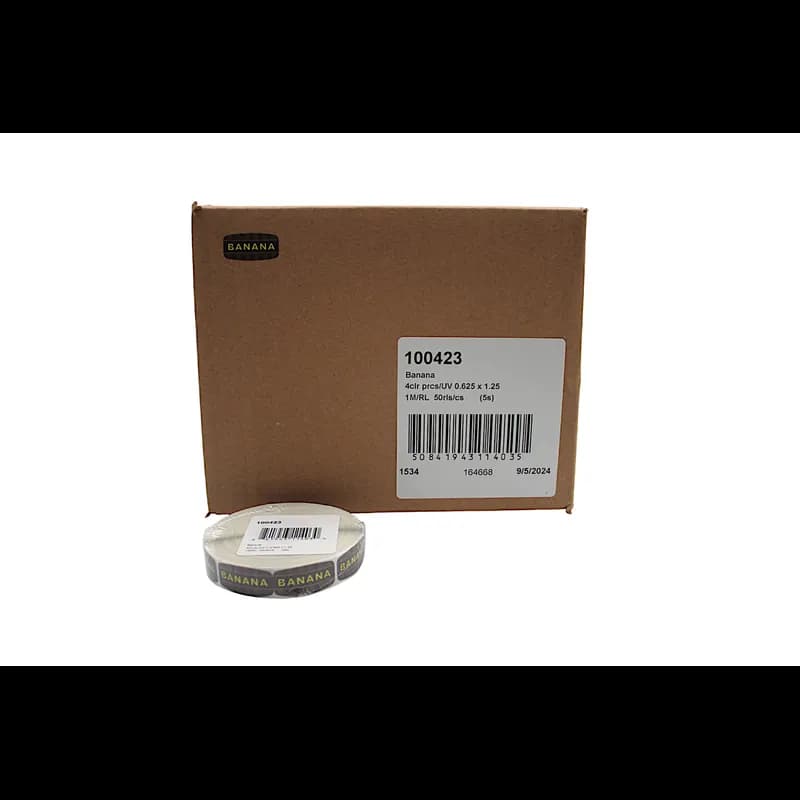 Banana Bakery Flavor Label 0.625X1.25 IN Oval 4 Color Process UV 1000 Count/Roll 50 Rolls/Case 50000 Count/Case