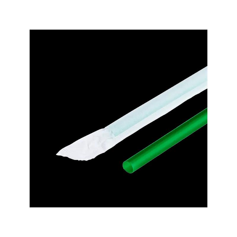 Giant Straw 0.314X9 IN Plastic Green Paper Wrapped 2500/Case