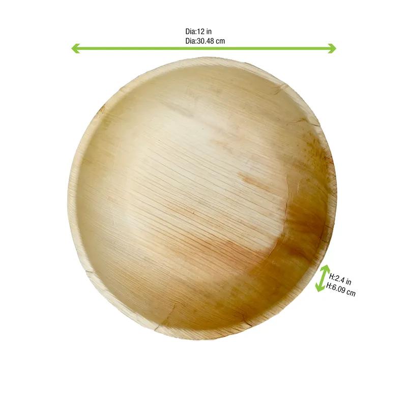 Bowl 100 OZ Palm Leaf Natural Round Oven Safe Microwave Safe Freezer Safe 10 Count/Pack 5 Packs/Case 50 Count/Case