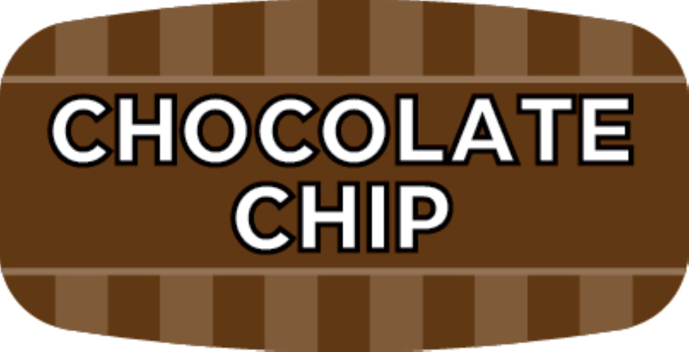 Chocolate Chip Bakery Flavor Label 0.625X1.25 IN Brown Oval 4 Color Process UV 1000 Count/Roll 50 Rolls/Case