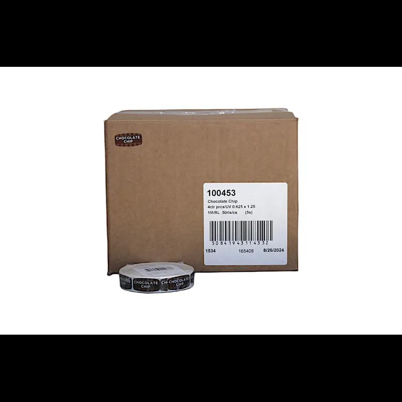 Chocolate Chip Label 0.625X1.25 IN Brown Oval 1000/Roll