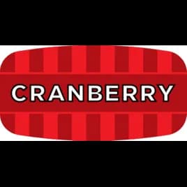 Cranberry Bakery Flavor Label 0.625X1.25 IN Oval 4 Color Process UV 1000 Count/Roll 50 Rolls/Case 50000 Count/Case