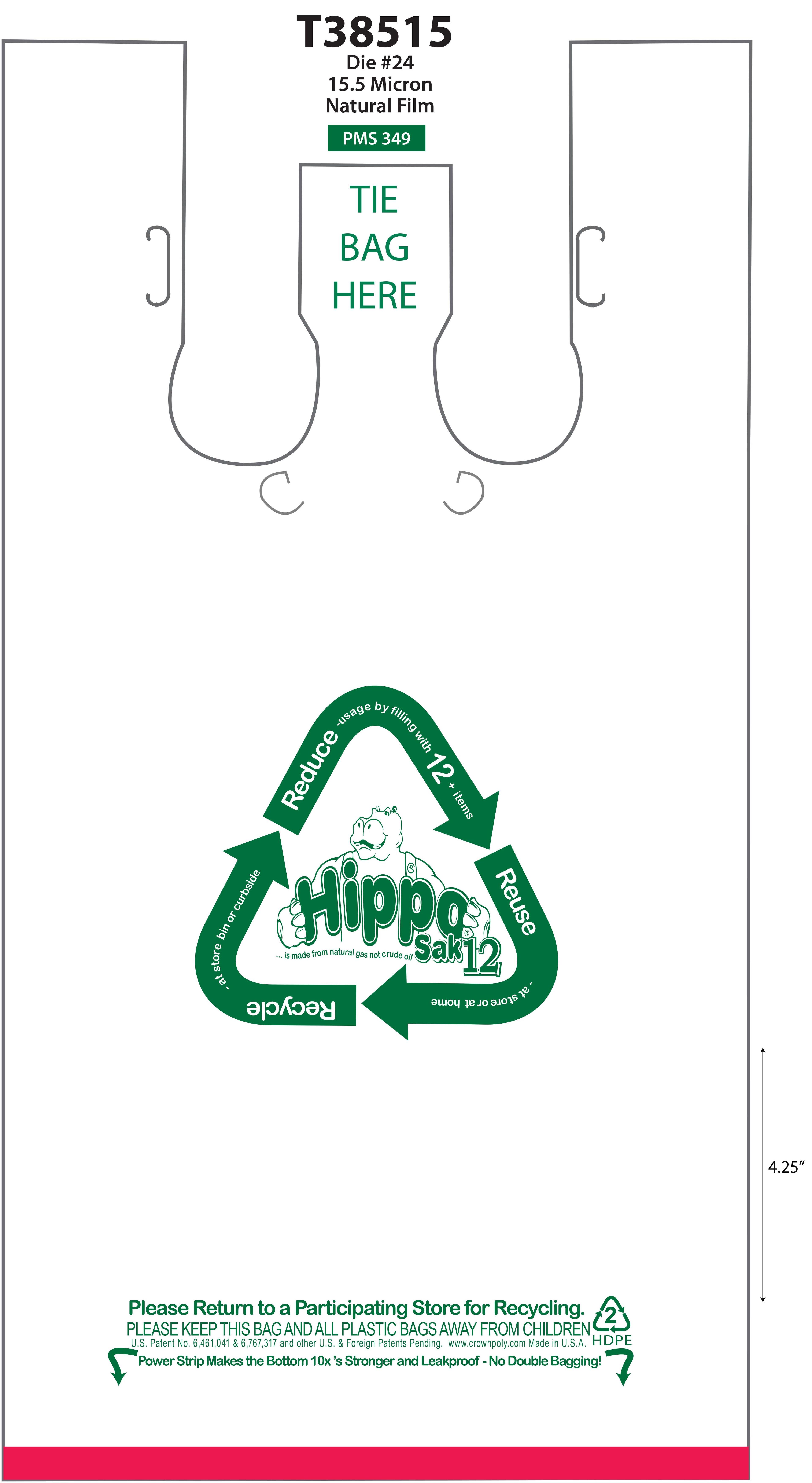 Can Liner 12.5X7.5X24 IN HDPE 15.5MIC 1200/Case