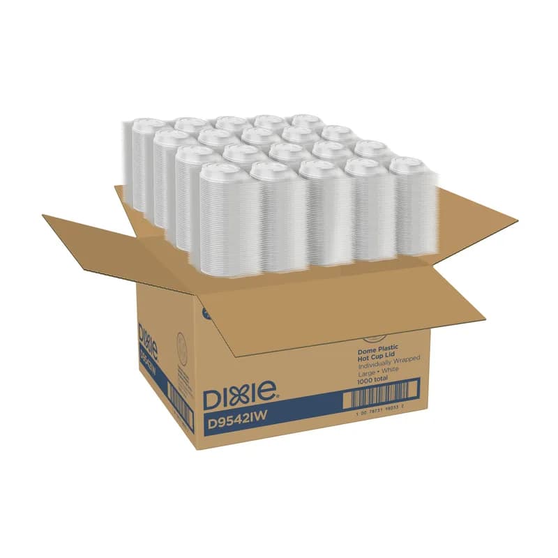 Dixie® Lid Dome Plastic White For 16-20 OZ Wrapped Hot Cup Sip Through Identification 1000/Case
