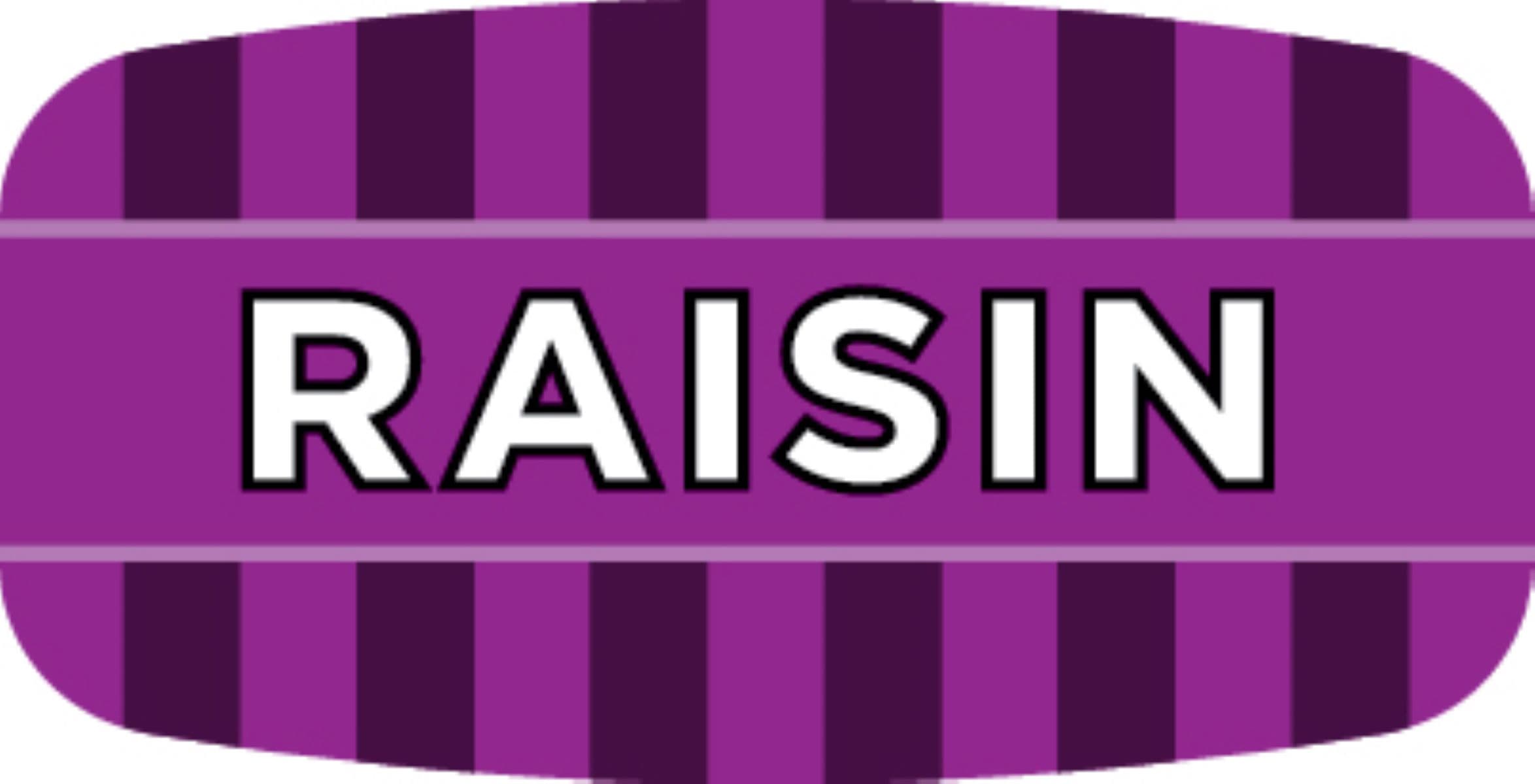 Raisin Bakery Flavor Label 0.625X1.25 IN Purple Oval 4 Color Process UV 1000 Count/Roll 50 Rolls/Case 50000 Count/Case