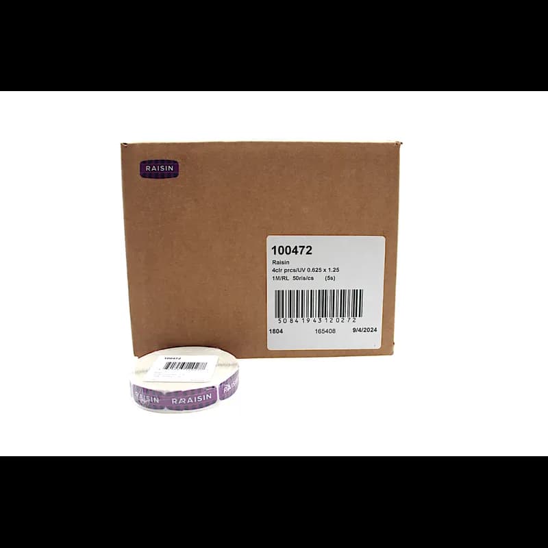 Raisin Bakery Flavor Label 0.625X1.25 IN Purple Oval 4 Color Process UV 1000 Count/Roll 50 Rolls/Case 50000 Count/Case