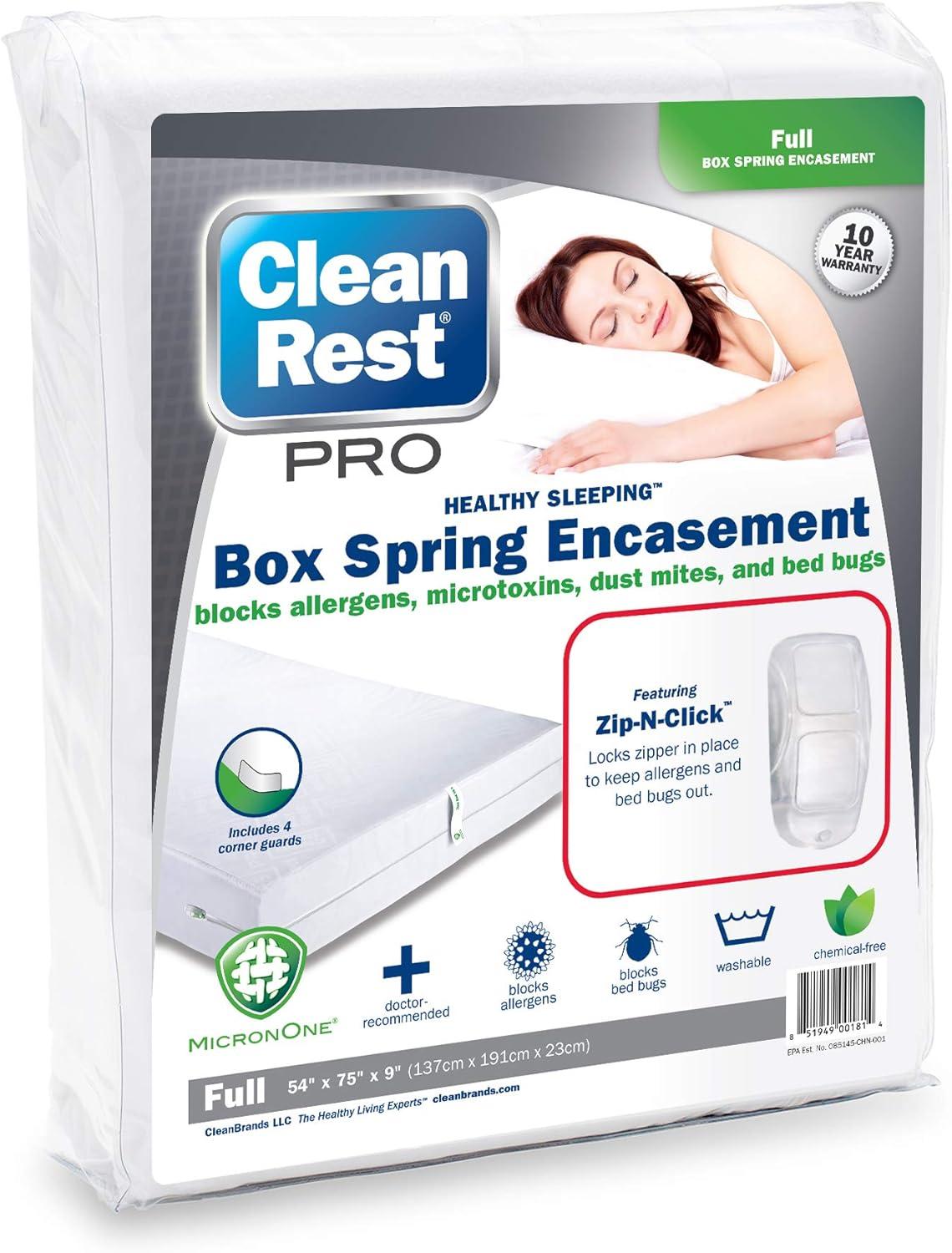 CleanRest® PRO Box Spring Encasement Full White Vinyl Waterproof Washable Zipper 3/Case