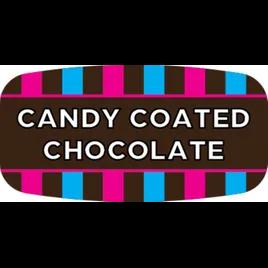 Candy Coated Chocolate Bakery Flavor Label 0.625X1.25 IN Oval 4 Color Process UV 1000 Count/Roll 50 Rolls/Case