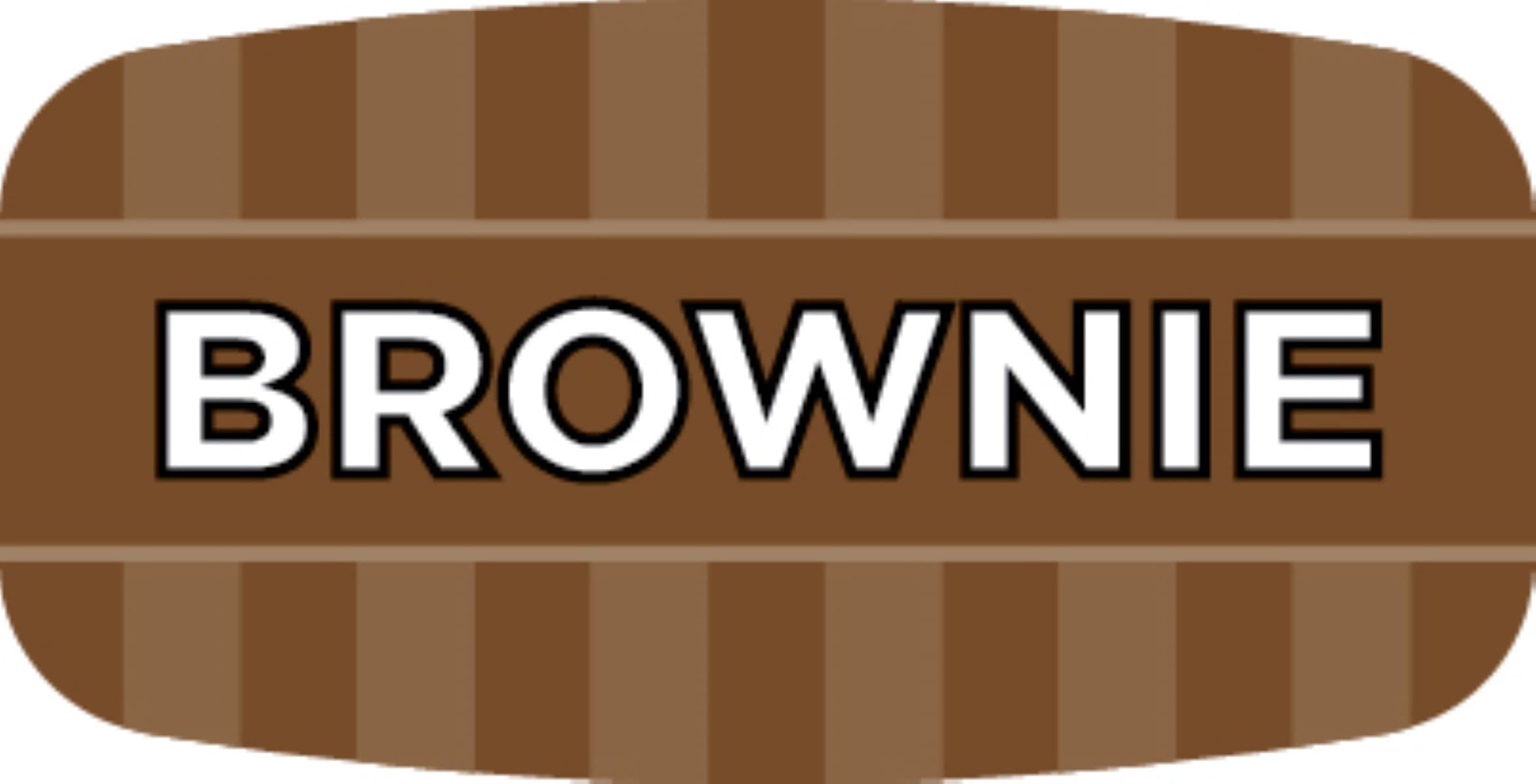 Brownie Bakery Flavor Label 0.625X1.25 IN Brown Oval 4 Color Process UV 1000 Count/Roll 50 Rolls/Case 50000 Count/Case