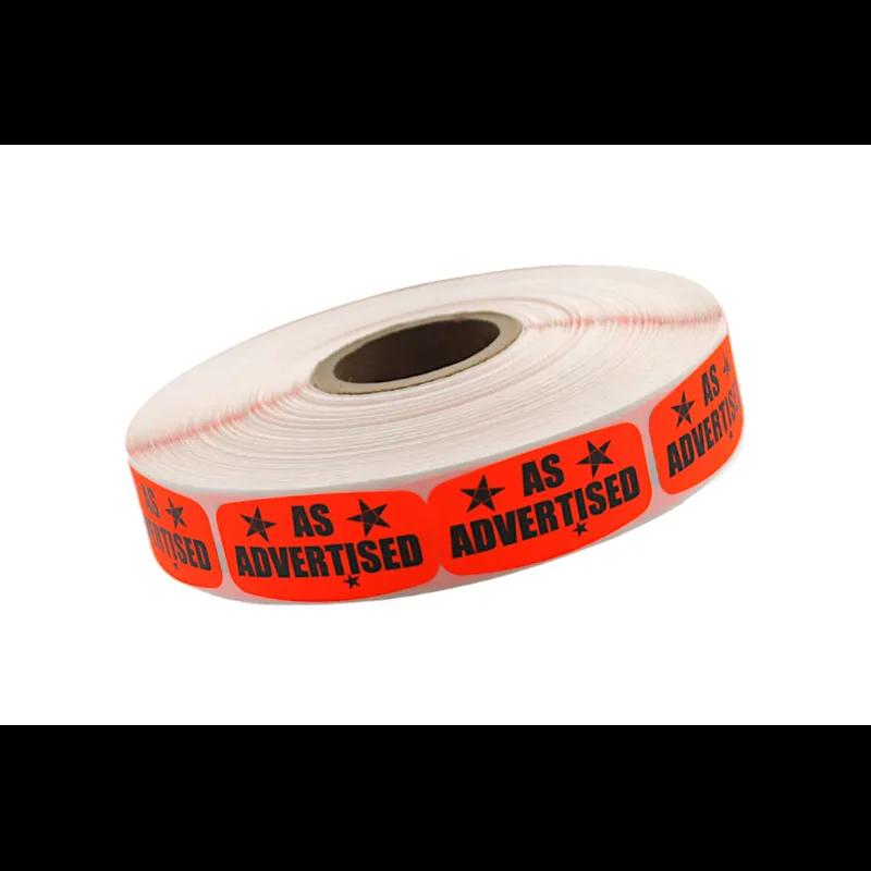 As Advertised Label Black Fluorescent Red Short Oval 1000 Count/Roll 50 Rolls/Case 50000 Count/Case
