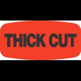 Thick Cut Label 0.625X1.25 IN Black Fluorescent Red Short Oval Dayglo 1000 Count/Roll 50 Rolls/Case 50000 Count/Case