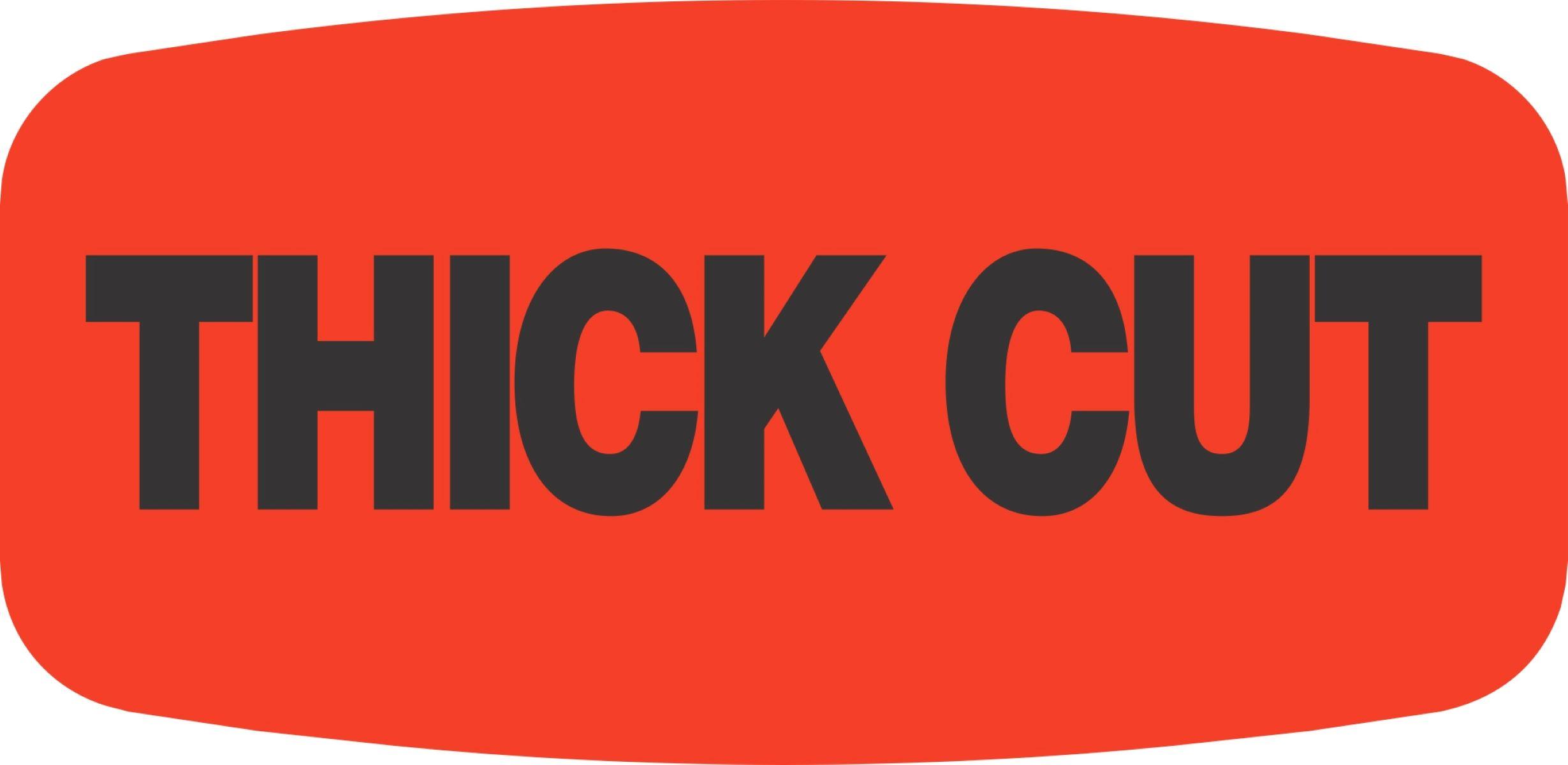 Thick Cut Label 0.625X1.25 IN Black Fluorescent Red Short Oval Dayglo 1000 Count/Roll 50 Rolls/Case 50000 Count/Case