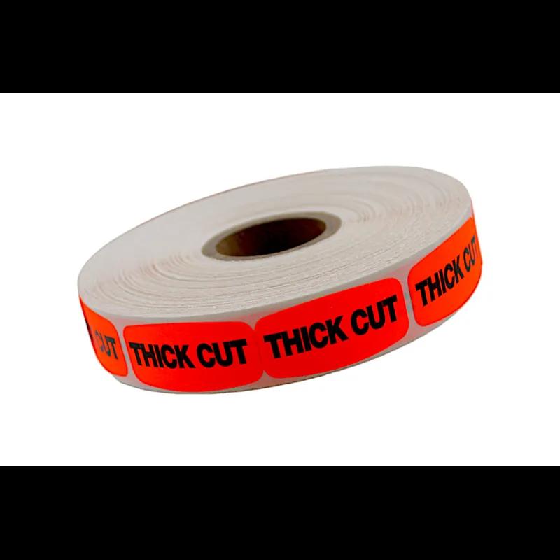 Thick Cut Label 0.625X1.25 IN Black Fluorescent Red Short Oval Dayglo 1000 Count/Roll 50 Rolls/Case 50000 Count/Case