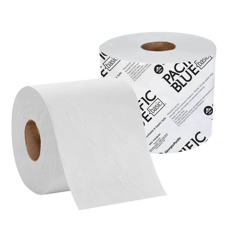 Pacific Blue Basic Toilet Paper & Tissue Roll 4X3.8 IN 1PLY White Standard 1500 Sheets/Roll 48 Rolls/Case