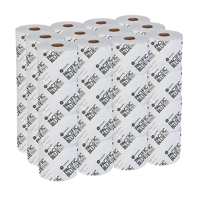 Pacific Blue Basic Toilet Paper & Tissue Roll 4X3.8 IN 1PLY White Standard 1500 Sheets/Roll 48 Rolls/Case