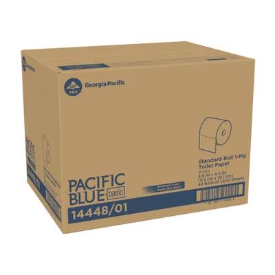 Pacific Blue Basic Toilet Paper & Tissue Roll 4.05X3.95 IN 1PLY White Standard 1500 Sheets/Roll 48 Rolls/Case