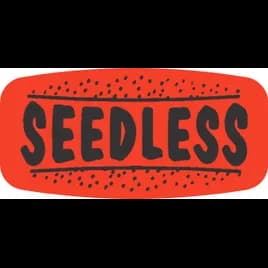 Seedless Label Black Fluorescent Red Short Oval Dayglo Curly 1000 Count/Roll 50 Rolls/Case 50000 Count/Case