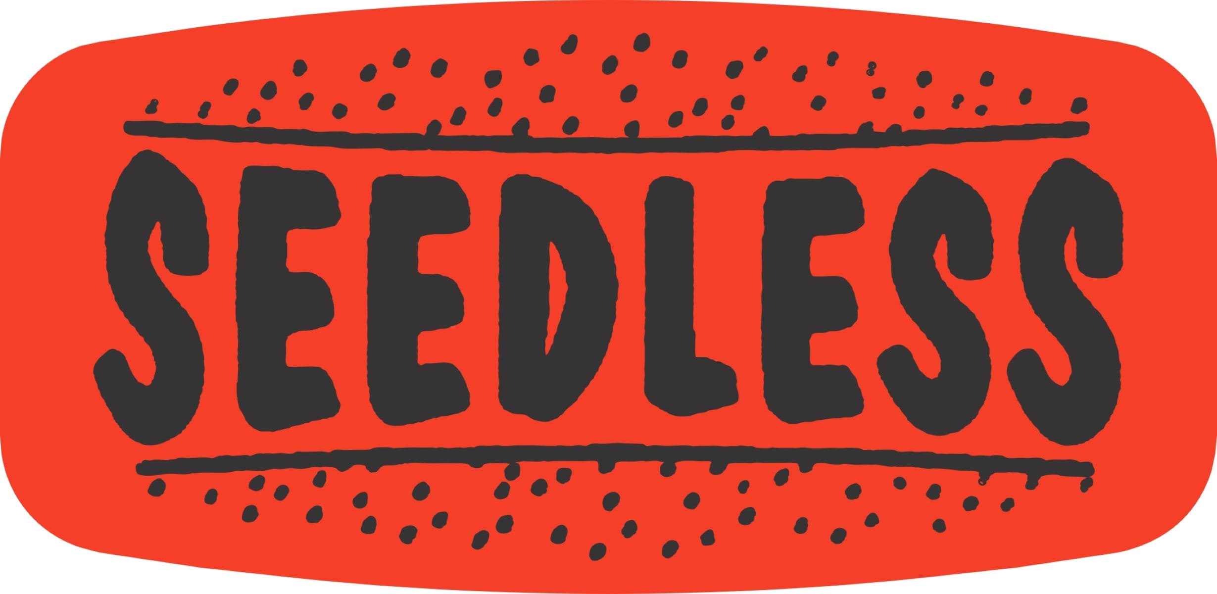 Seedless Label Black Fluorescent Red Short Oval Dayglo Curly 1000 Count/Roll 50 Rolls/Case 50000 Count/Case