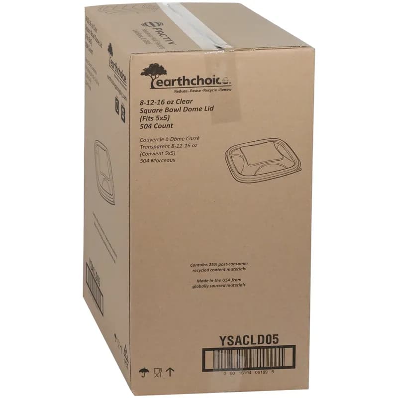 Lid Dome 5.5X5.5X0.375 IN RPET Clear Square For Container 6/Case