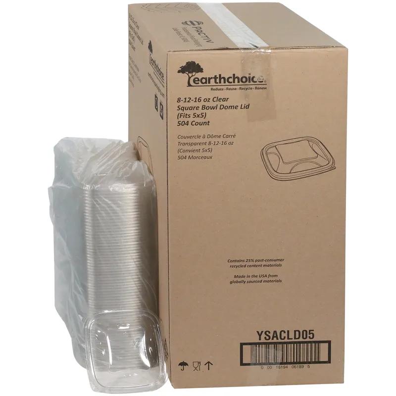 Lid Dome 5.5X5.5X0.375 IN RPET Clear Square For Container 6/Case